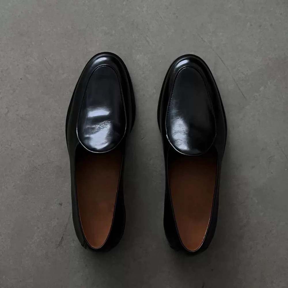 Sleek Black Leather Slip-On Loafers